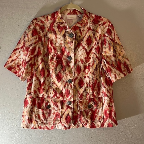 Chico’s short sleeved linen/cotton jacket. Size Chico 2. - Picture 1 of 8